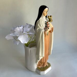 Vintage ceramic st therese planter vase figurine